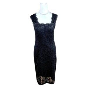 RM Richards Black Party Dress Lace Sequins Open Back (6)